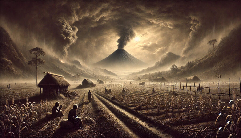 The Year Without a Summer," illustrating the impact of the 1815 eruption of Mount Tambora